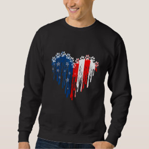 Sudadera Perro Paw American Heart Flag Dog 4 De Julio