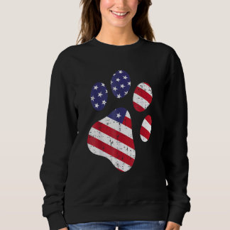 Sudadera Perro Paw Imprimir Bandera Estadounidense Cute 4 D