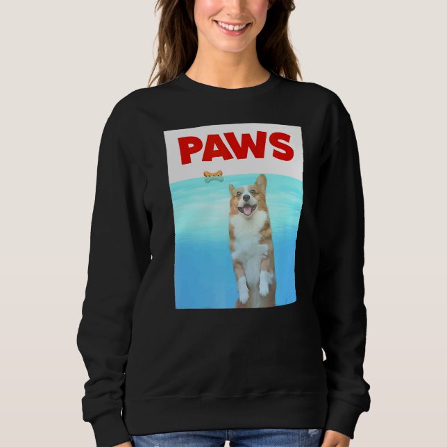 Sudadera Perro paws parodia perro Corgi Shark de los 80 (Anverso)