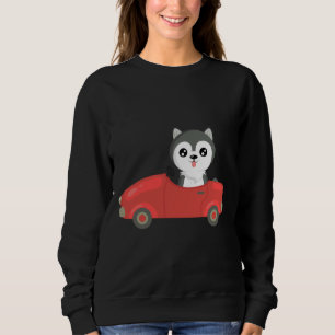 Sudadera Perro picante conduciendo un auto Cute Husky Raza