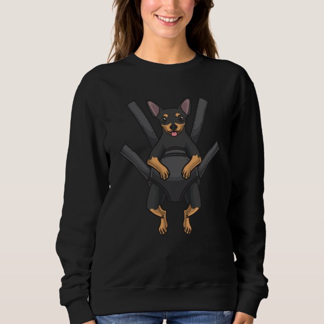 Sudadera Perro Pinscher En Miniatura En Una Portadora (Anverso)