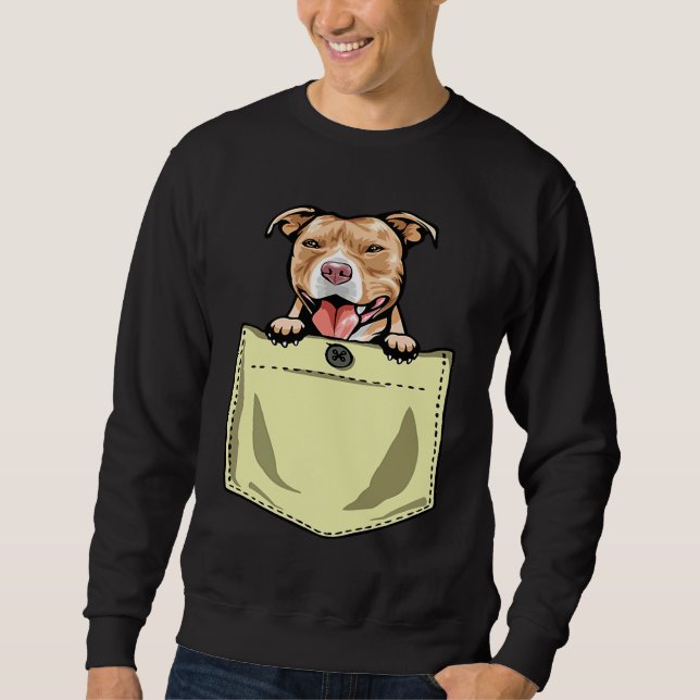 Sudadera Perro Pit Bull En El Bolsillo Cachorro Pitbull (Anverso)