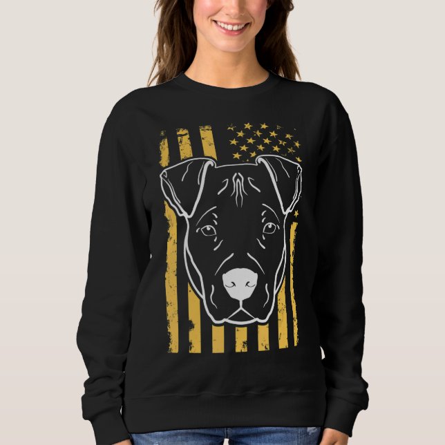 Sudadera Perro Pitbull Bandera Estadounidense (Anverso)
