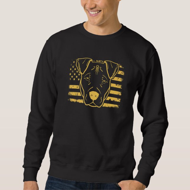 Sudadera Perro Pitbull Bandera Estadounidense 3 (Anverso)
