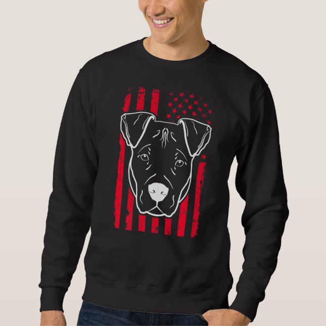 Sudadera Perro Pitbull Bandera Estadounidense 5 (Anverso)