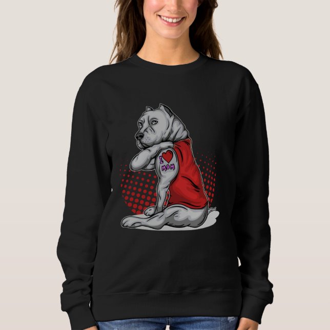 Sudadera Perro Pitbull Mamá Amo Mamá Tatuaje Pitbull (Anverso)