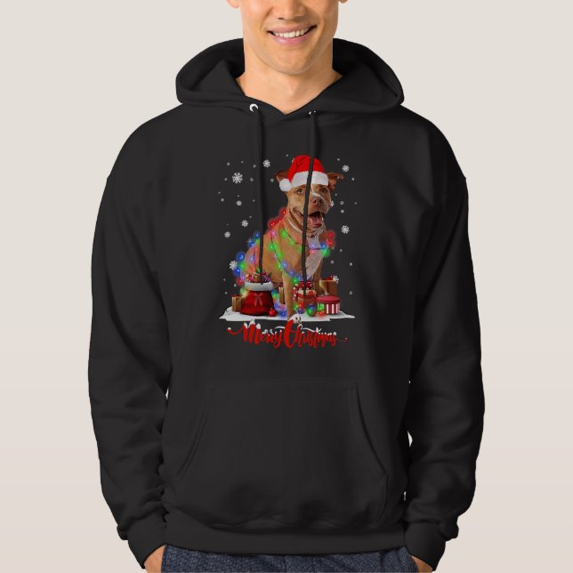Sudadera Perro Pitbull Merry Perro de Navidad (Anverso)