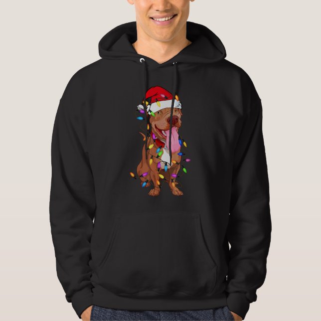 Sudadera Perro Pitbull Navidad Navidades de decoración lige (Anverso)
