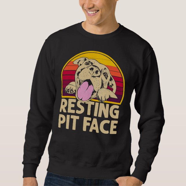 Sudadera Perro Pitbull Resting Pit Face Funny Para Pitbull  (Anverso)