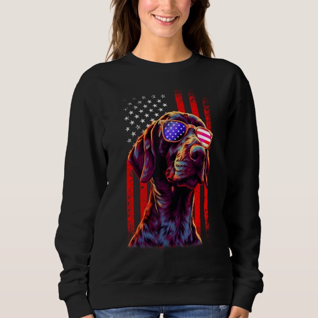 Sudadera Perro Pointer Alemán de Pelo Corto Bandera America (Anverso)