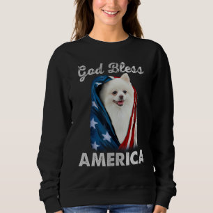 Sudadera Perro Pomerania BLANCO Bandera Americana USA 4 de