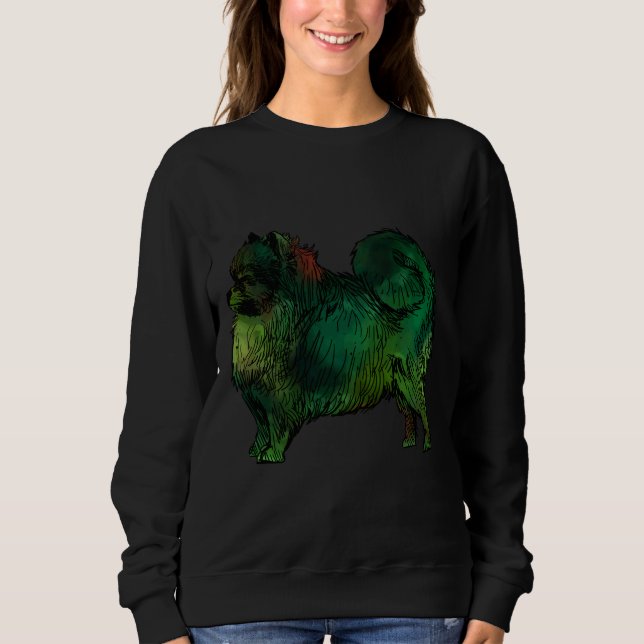 Sudadera Perro Pomeraniano Verde (Anverso)