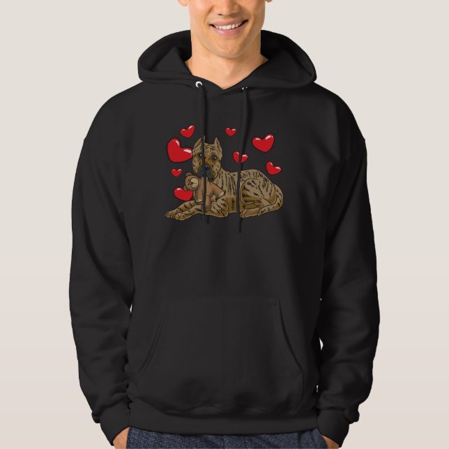 Sudadera Perro Presa Canario con animal relleno y corazones (Anverso)