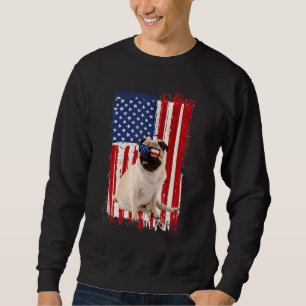 Sudadera Perro Pug Bandera Estadounidense Independencia Pat
