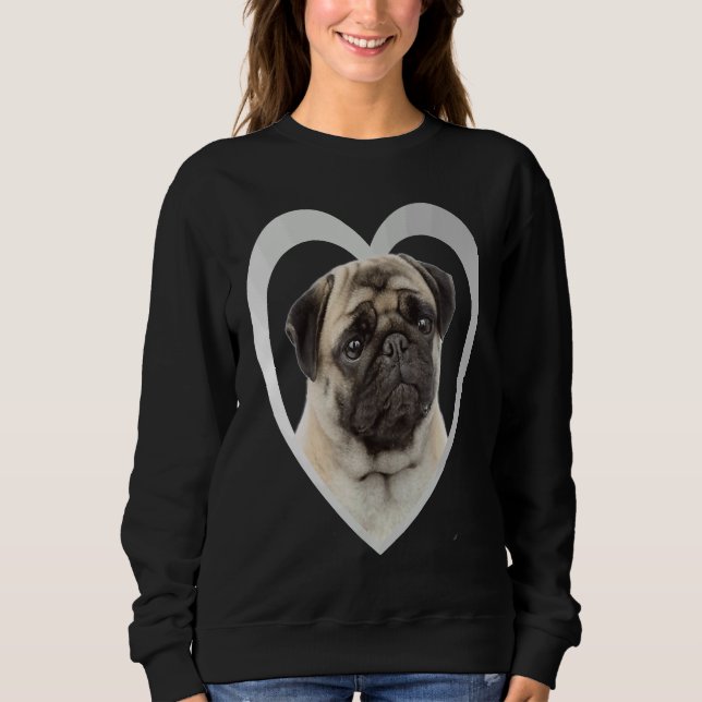 Sudadera Perro pug corazón   Mops  Pug  1 (Anverso)