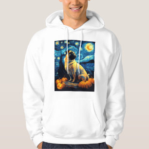 Sudadera Perro Pug de la noche estrellada de van gogh hallo