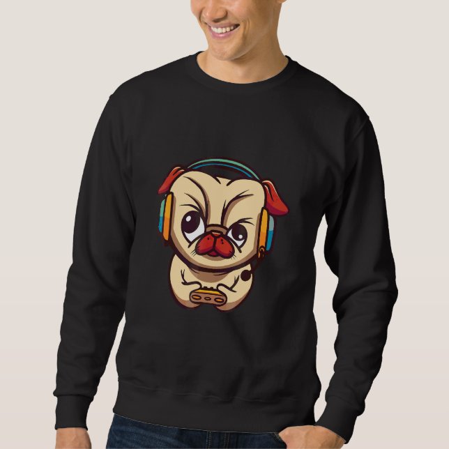 Sudadera Perro Pug Gamer   (Anverso)