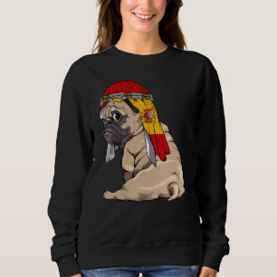 Sudadera Perro Pug Lindo Retro Bandera de España Orgullo