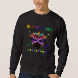 Sudadera Perro Pug Mardi Gras Mask Gorra Bebe Con Feathers
