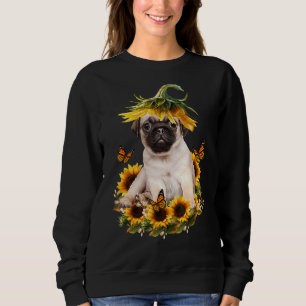 Sudadera Perro Pug Mariposa de girasol Perro Cute Perro