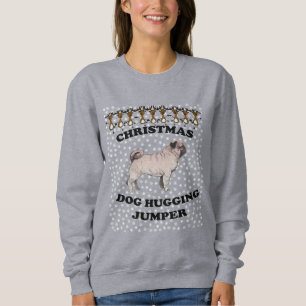 Sudadera Perro Pug Navidad Perro Abrazando