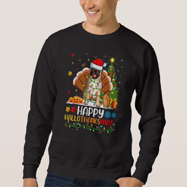 Sudadera Perro Pug Pug Feliz Hellothanksmas (Anverso)