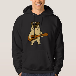 Sudadera Perro Pug Tocando Guitarra Guitarrista Caricatura