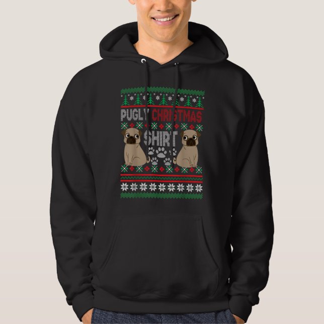 Sudadera Perro Pugly Pug Navidades feos Xmas Pug Amantes Re (Anverso)