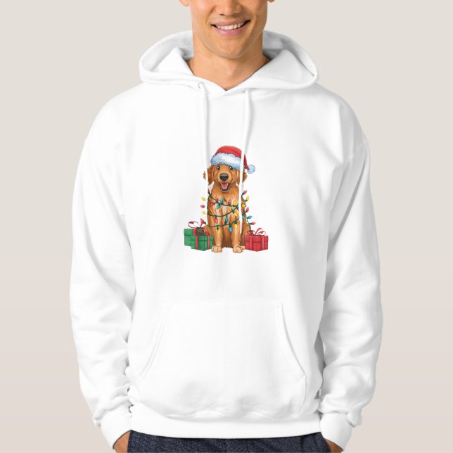 Sudadera Perro recuperador de capa plana de Santa Hat ilumi (Anverso)