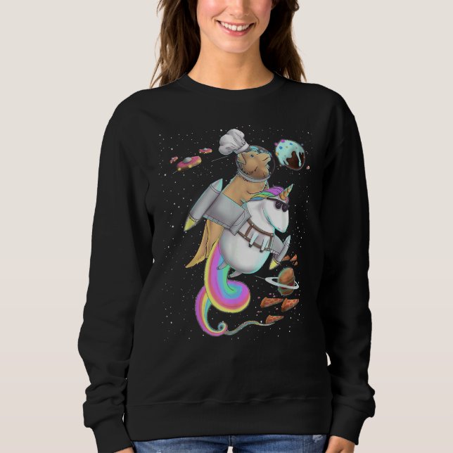 Sudadera Perro recuperador de oro montando espacio alimenta (Anverso)