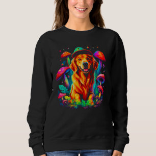 Sudadera Perro Retriever Dorado Arte Hongo Psicodélico