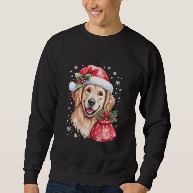 Sudadera Perro Retriever Dorado Fiesta de Luces de Navidad (Anverso)