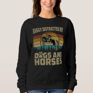 Sudadera Perro Retro Antiguo Caballo Fácilmente Distraído P