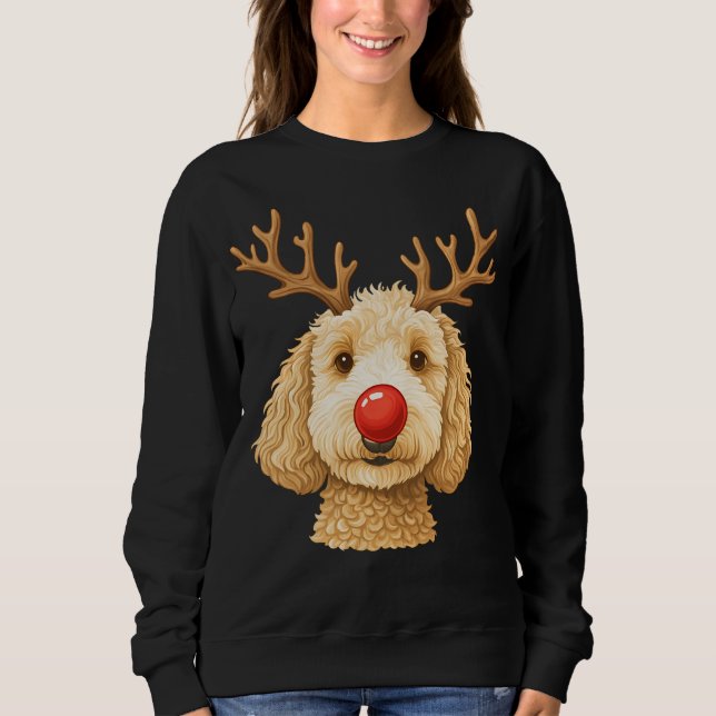 Sudadera Perro Rudolph Doodle - Cachorro Reno de Navidad Ad (Anverso)
