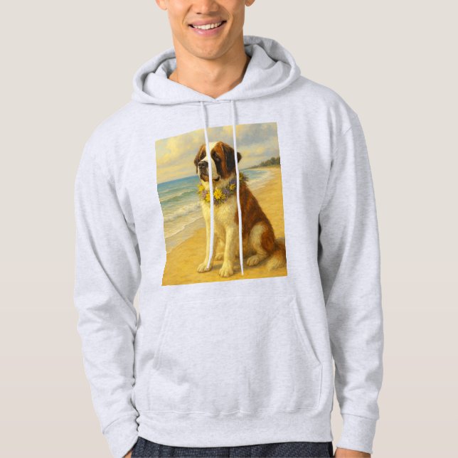 Sudadera perro San Bernardo en la playa a pintura (Anverso)