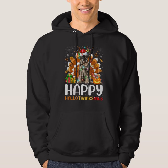 Sudadera Perro Schnauzer Halloween Navidad Feliz Hallotha (Anverso)
