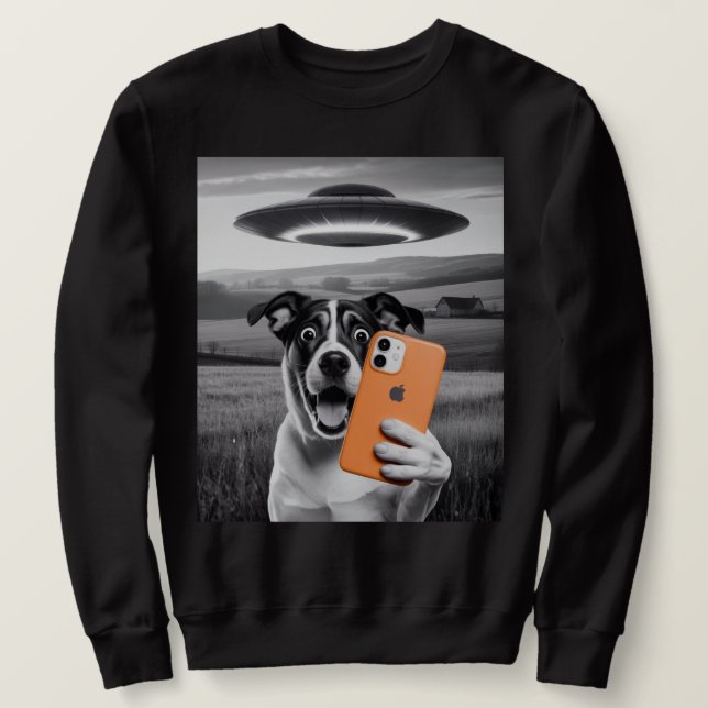 Sudadera Perro Selfie OVNI Alien Divertido - Gato Genial &  (Anverso del diseño)
