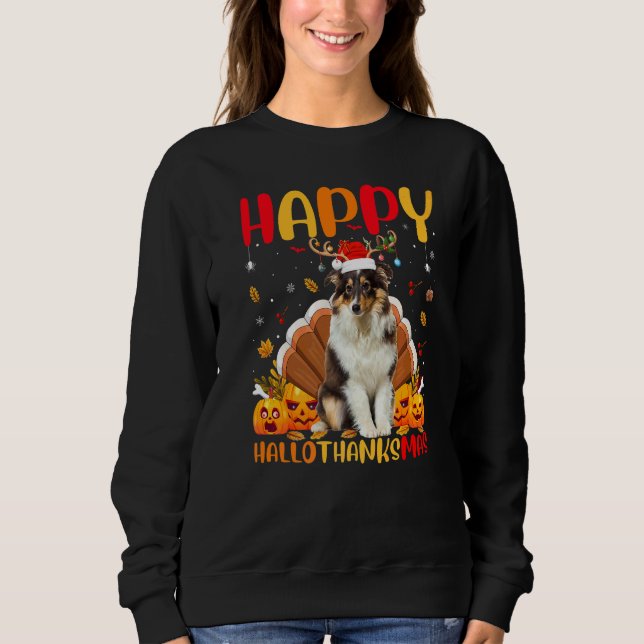 Sudadera Perro Sheltie Feliz Sheltie Hellothanksmas (Anverso)