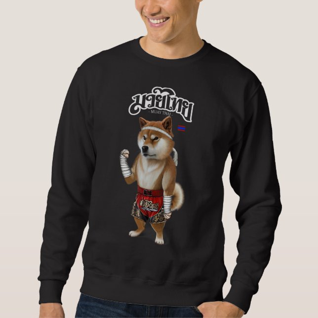 Sudadera Perro shiba como campeón tailandés de boxeo de Kic (Anverso)
