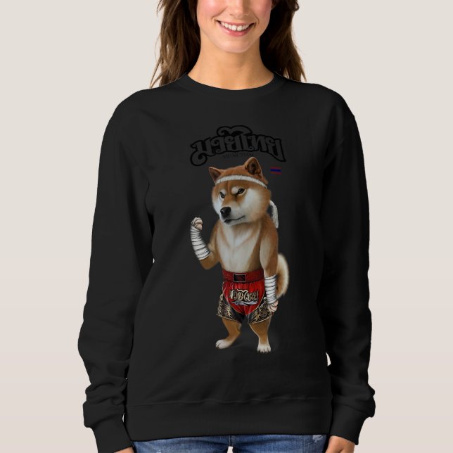 Sudadera Perro shiba como campeón tailandés de boxeo de pun (Anverso)