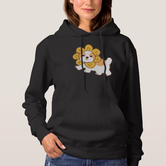 Sudadera Perro Shih Tzu Con Azul Gorra Flor (Anverso)