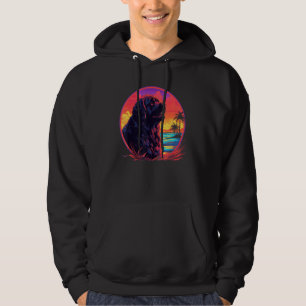 Sudadera Perro Terranova Atardecer Retro