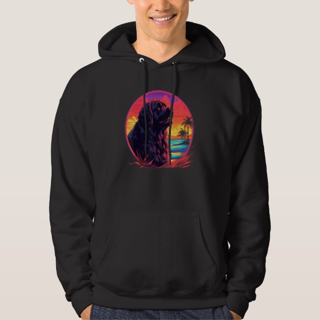 Sudadera Perro Terranova Atardecer Retro (Anverso)