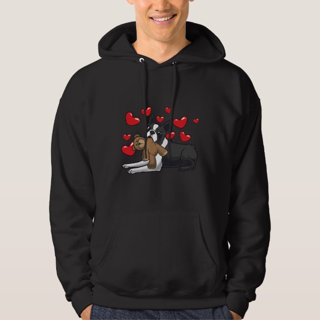 Sudadera Perro Terrier De Boston Con Animales Y Corazones L (Anverso)
