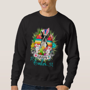 Sudadera Perro Terrier De Boston En Los Cestos De Huevos De