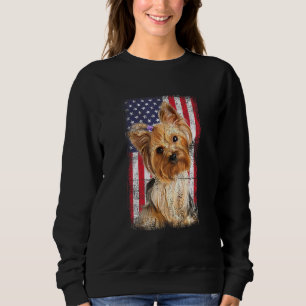 Sudadera Perro Terrier de Yorkshire Bandera Americana Vinta