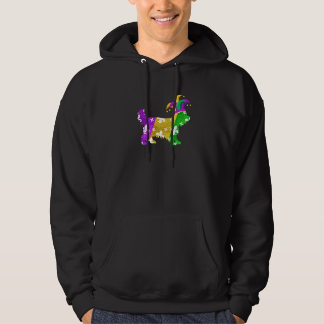 Sudadera Perro Terrier de Yorkshire Carnavales de Mardi Gra (Anverso)