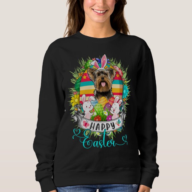 Sudadera Perro Terrier De Yorkshire En Cesta De Huevos De P (Anverso)