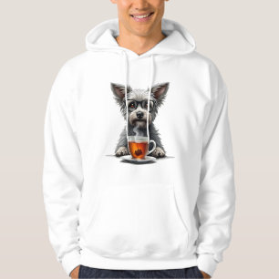 Sudadera Perro Vintage sosteniendo té con gafas Mascota Ret