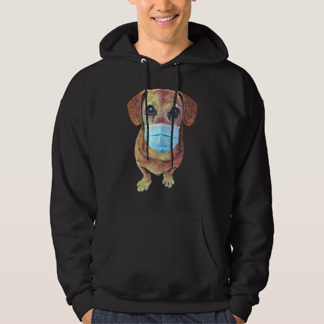 Sudadera Perro Weiner Con Una Máscara Sobre (Anverso)